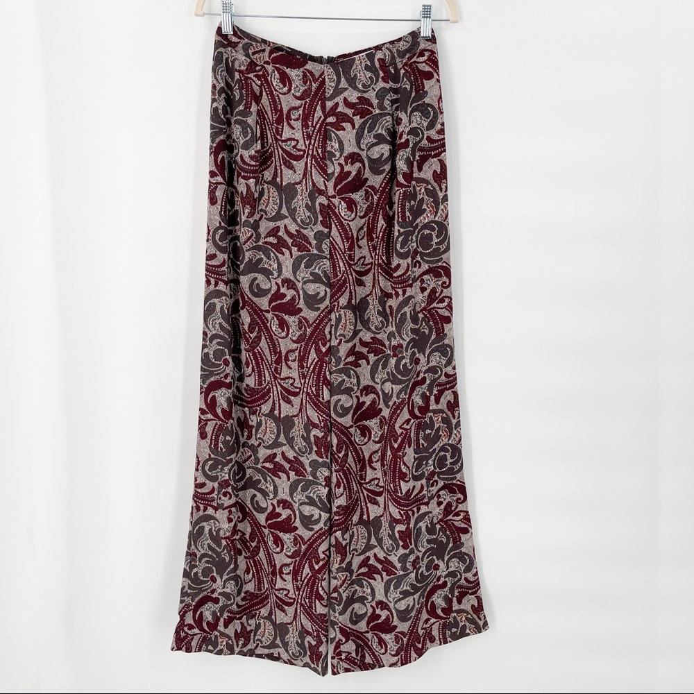 ASTR the Label High Rise Maroon Paisley Wide Leg Palazzo Pants Women Size Medium